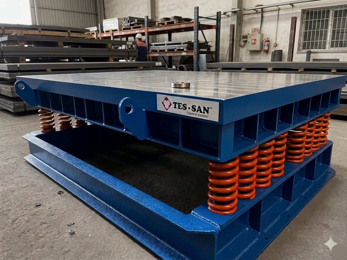 Spring-mounted vibrating shakeout table