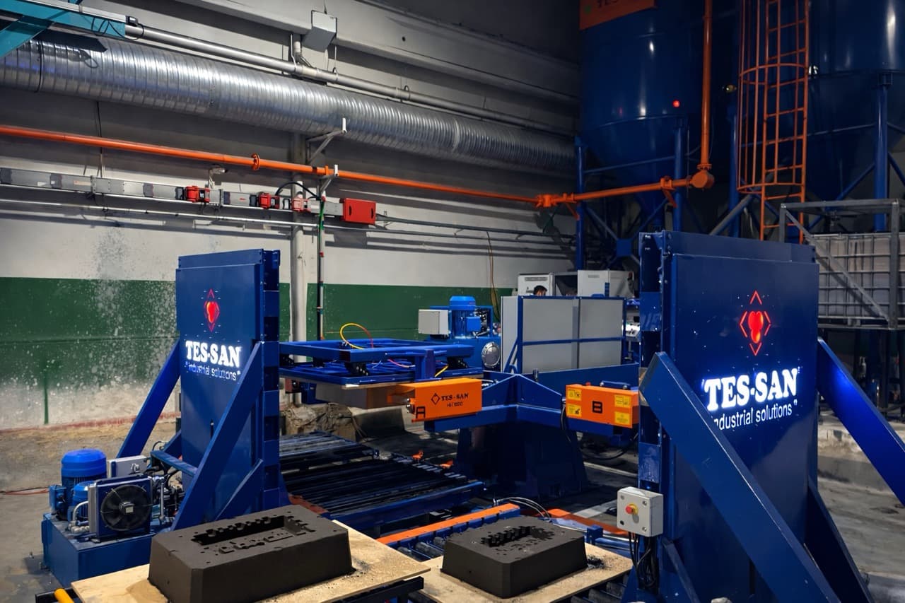 TES-SAN moulding and shakeout line