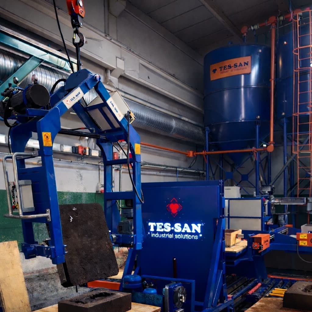 Mould handling gantry and sand hopper